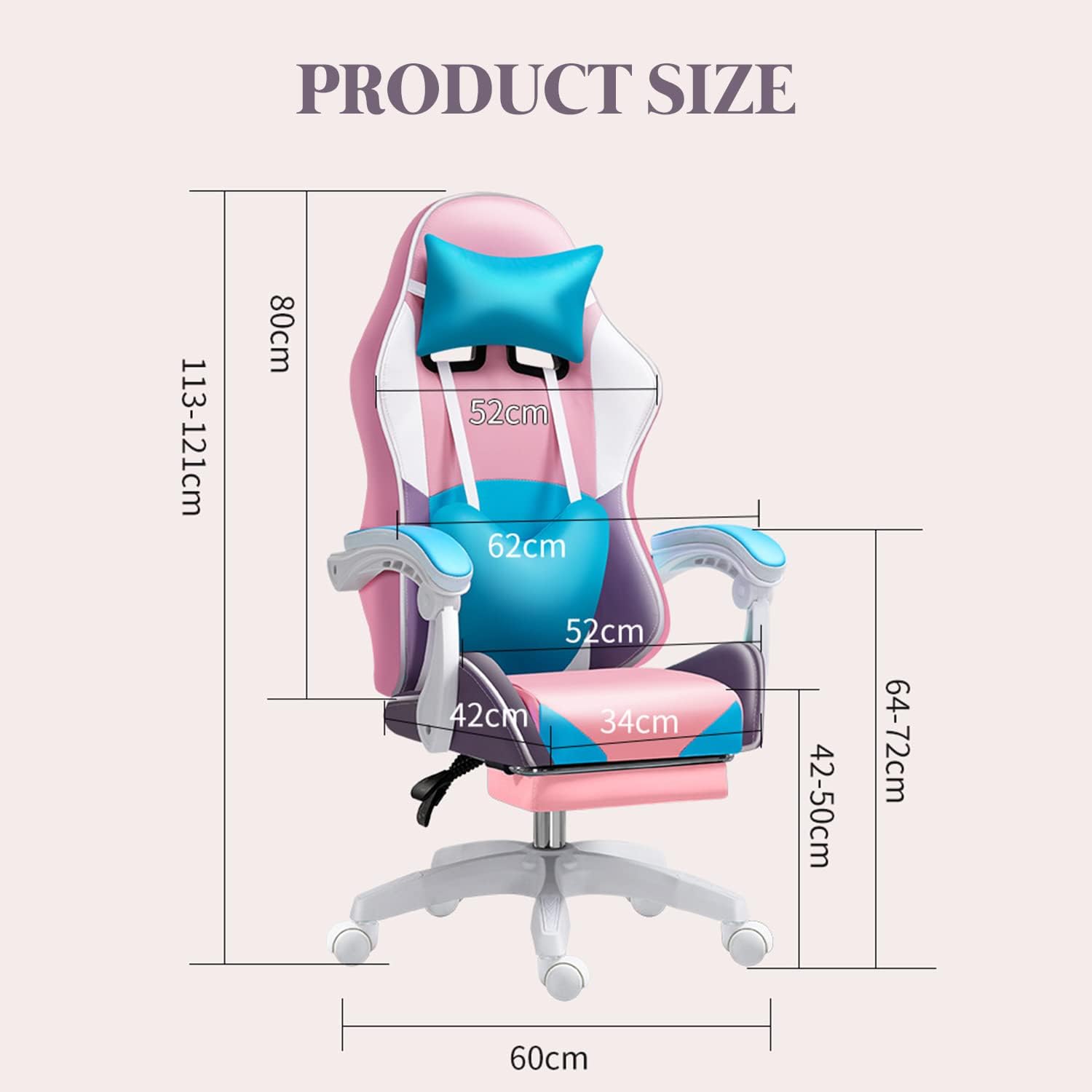 XOOFMASS RGB LED Gaming Chair for Adults, Ergonomic Video Game Chair with Speakers, Lumbar Support Office Chair Reclining Computer Chair with Footrest PU Leather Chair with Adjustable Backrest,Purple