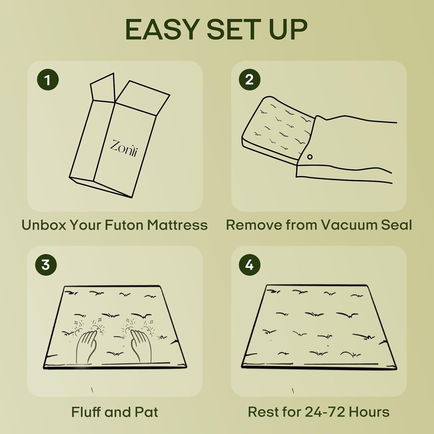 ZonLi Japanese Floor Futon Mattress Twin Size 75'x 39', 100% Cotton Cover 4'' Thicken Tatami Mattress, Foldable Sleeping Pad, Portable Dormitory Tatami Mat, Roll Up Floor Lounger Bed for Adult