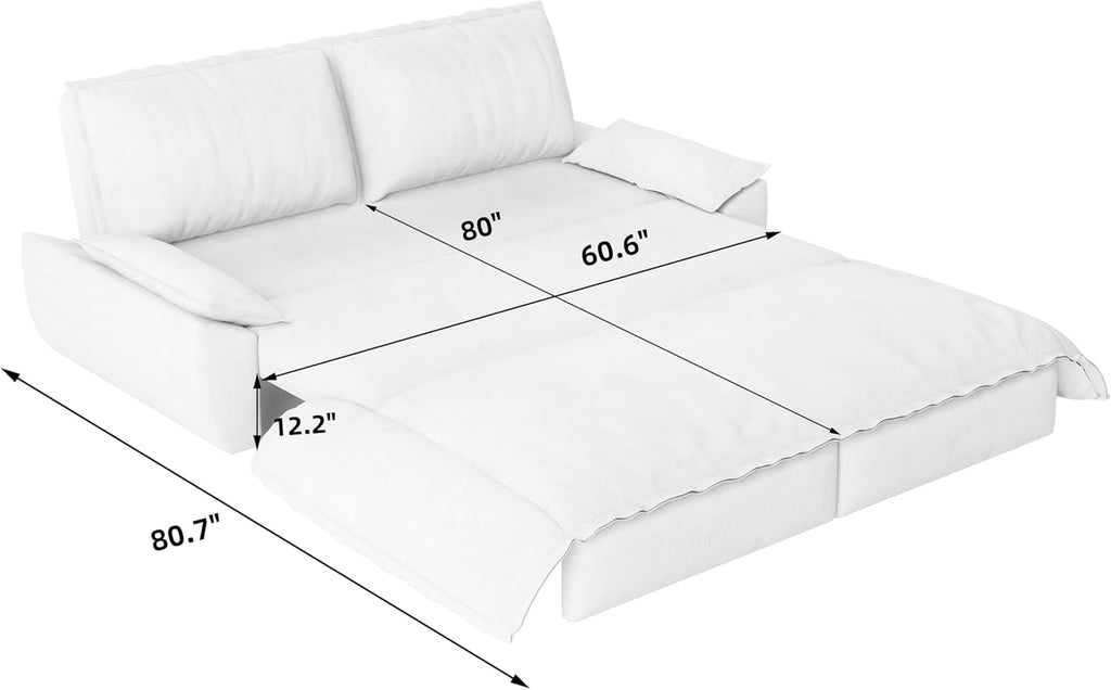 73.2' Sofa Bed Queen, 3-in-1 Pull Out Sofa Bed with Pillow Armrest, Modern Velvet Convertible Sleeper Futon Sofa for Living Room Small Space, Apartment, Bedroom, Green