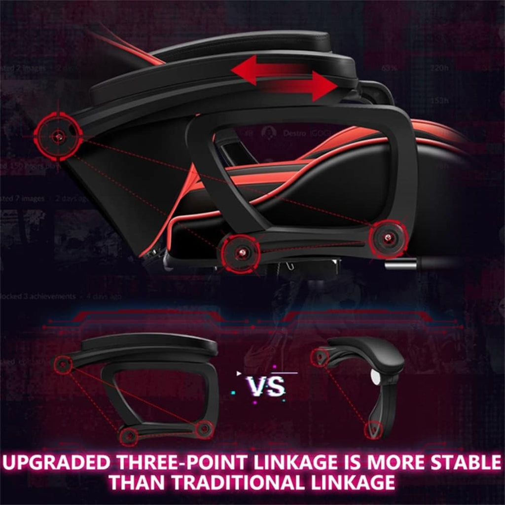 Gaming Chair with Bluetooth Speakers and RGB LED Lights, Video Game Chair, PU Leather High Back Computer Chair, Adjustable Reclining Racing Office Swivel Chair for Adult Teens,Pink