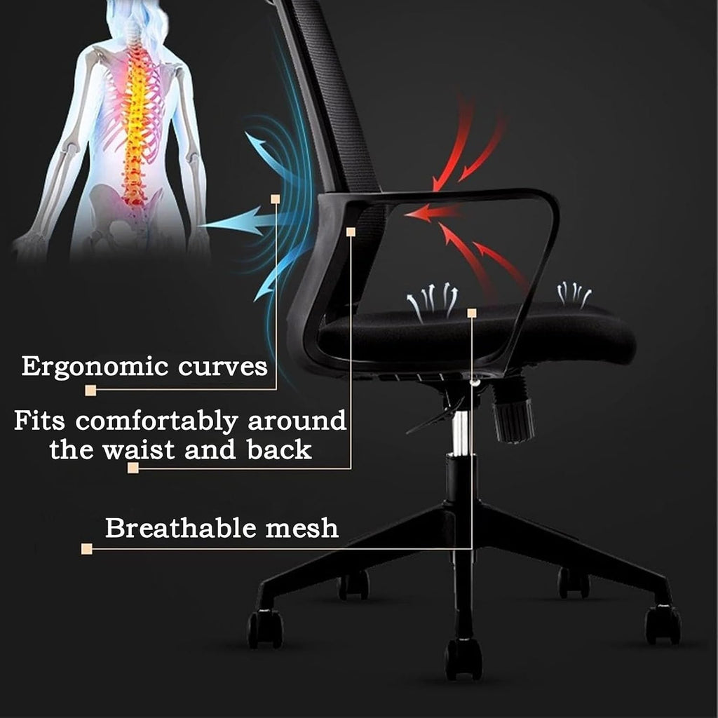 Home Mesh Desk Chair Set of 2,Mid-Back Mesh Computer Chair, Ergonomic Desk Chair, Lumbar Support Comfortable Executive,with Wheels 360 Swivel Task Chair for Office Home and Gaming