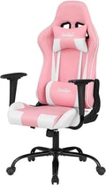 Ergonomic Gaming Chair for Adults with Lumbar Support, High Back Leather Desk Chair, Adjustable Swivel Computer Chair with Footrest and Headrest, Office Chair for Home and Gaming Setup (Pink)