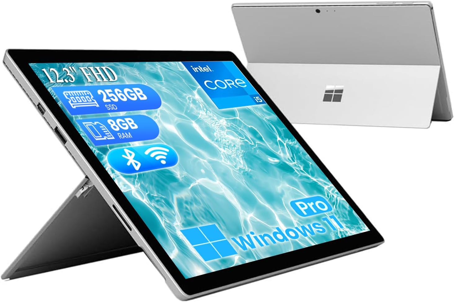 Microsoft Surface Pro 5 Tablet PC, Core i5-7300U, 8GB RAM, 256GB SSD, USB 3.0, DisplayPort, 12.3' (2736x1824) Touchscreen Laptop, Windows 11 Pro (Renewed)