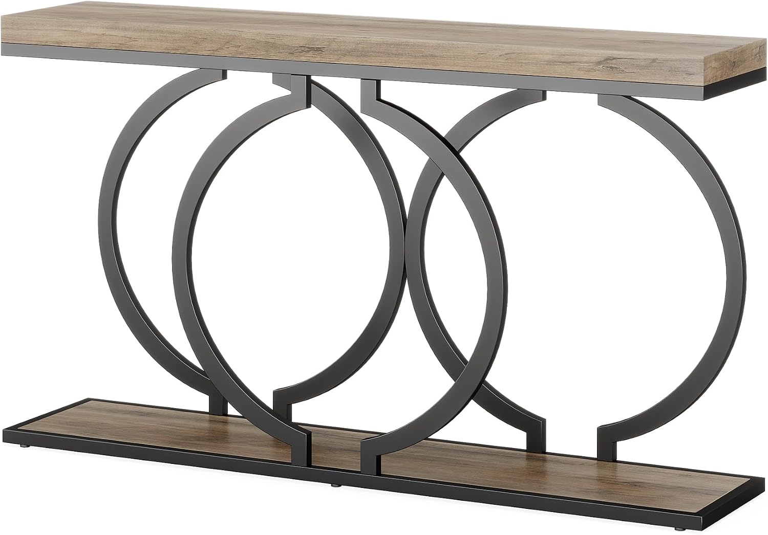 Tribesigns Console Table, 55-Inch Industrial Entryway Table with Geometric Metal Frame, Narrow Long Wood Accent Sofa Table for Living Room, Entrance, Hallway, Vintage Grey