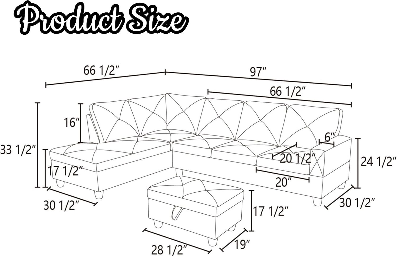 3-Piece L-Shaped Modular Leather Sofa – Convertible Sectional Couch with Movable Chaise & Storage Ottoman, Multi-Scene Use for Living Room, Apartment & Office, Beige