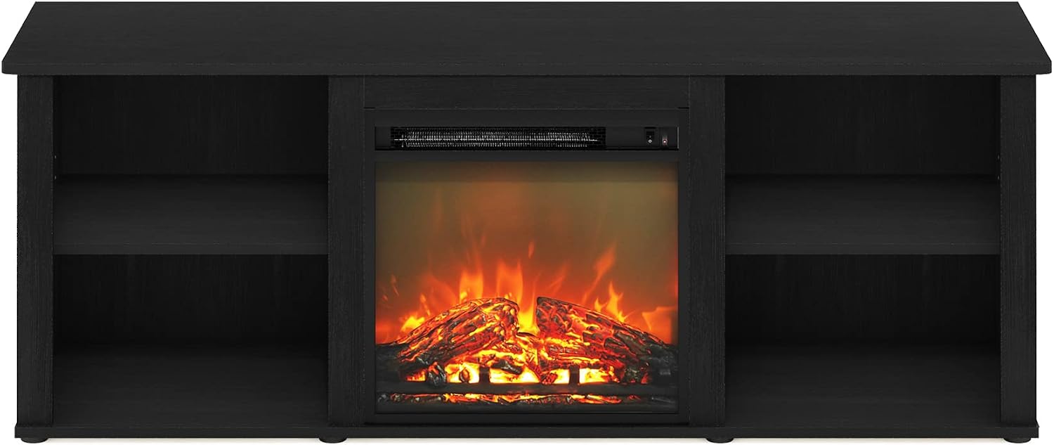 Furinno Classic 60 Inch TV Stand with Fireplace, Americano
