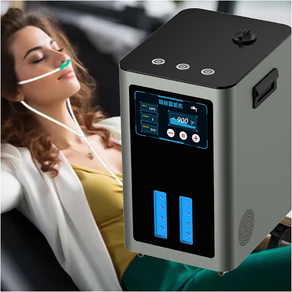 Hydrogen Water Inhalation Machine, 900ml/min High Purity H2 Generator Inhaler with Time Setting, SPE/PEM Technology, 3 Outputs, for Home Use