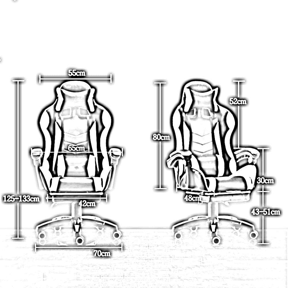 Office Desk Chair Bluetooth Speaker Gaming Chair,High Back Computer Game Chair Adjustable Reclining Office Chair Recliner, Headrest and Massage Lumbar Support (Blue White)