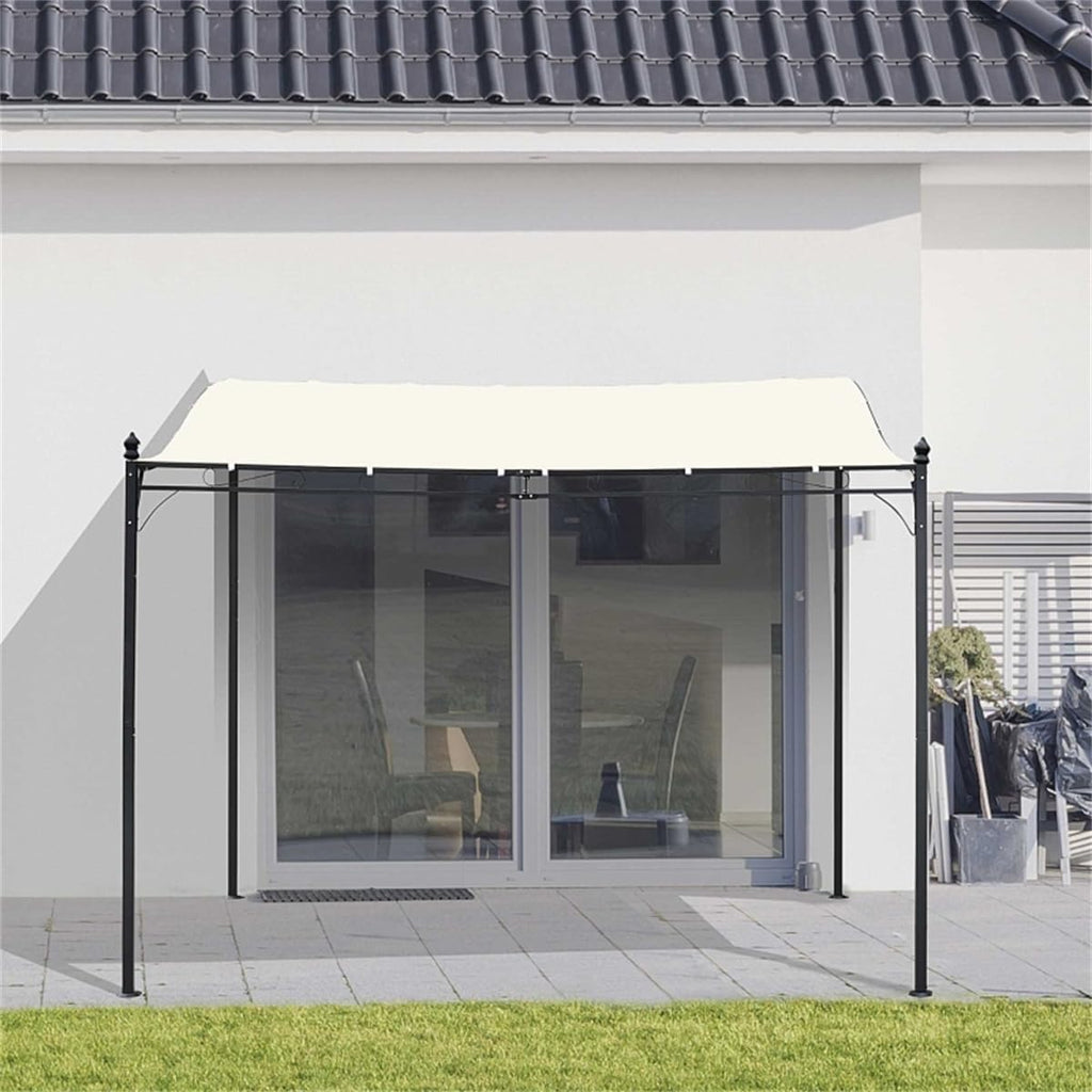 10' x 10' Steel Outdoor Pergola Gazebo, Patio Canopy with Weather-Resistant Fabric and Drainage Holes for Backyard Pool Deck Garden (Cream White)