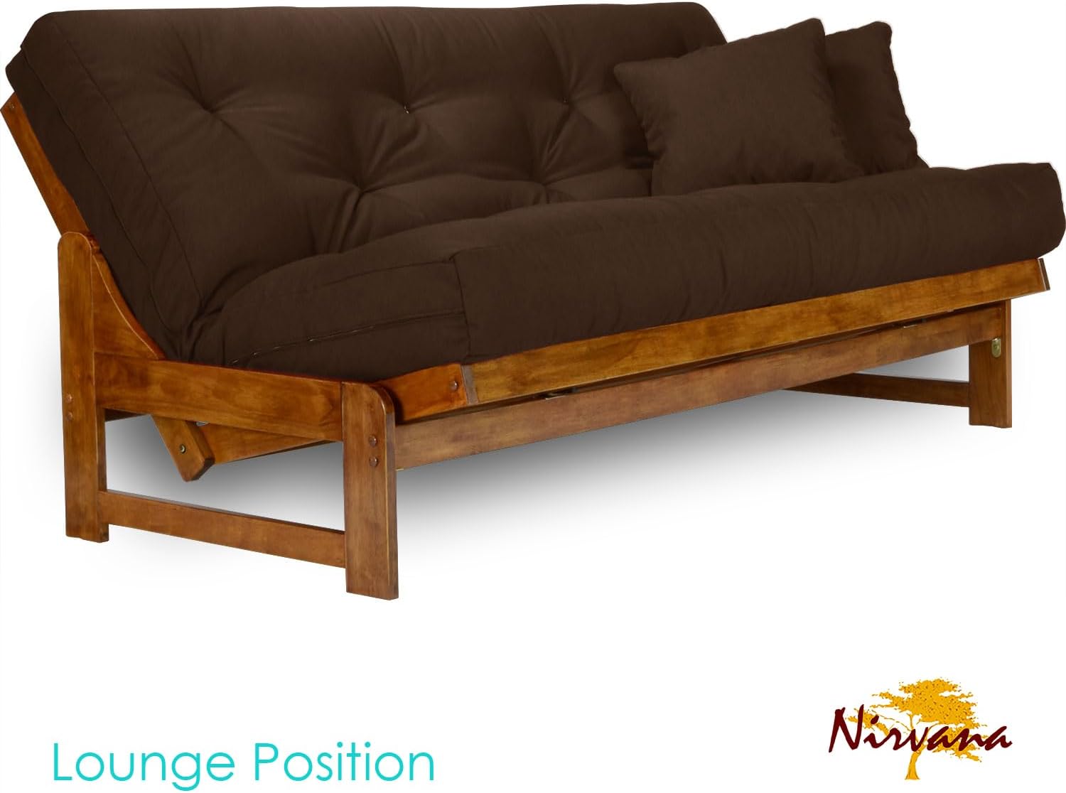 Nirvana Futons Arden Futon Set - Full Size, Frame, 8' Mattress, Microfiber Sussex Fudge Cover
