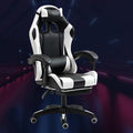 Gaming Chair Office Chair High-back Ergonomic Video Game Chairs with Footrest and Lumbar Support Height Adjustable Racing Style Computer Chair with Swivel Seat and Headrest,One Size,Black White