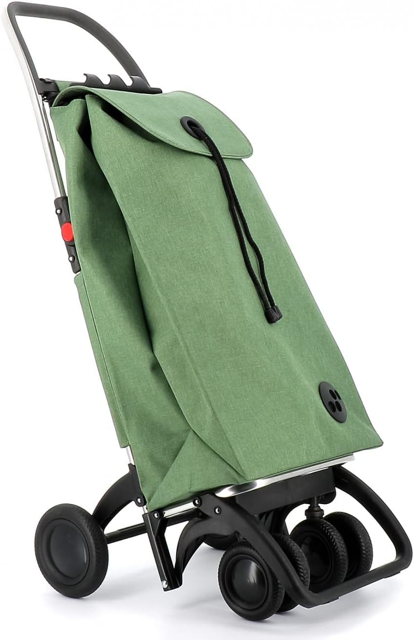 ROLSER I-Max Tweed 4 Wheel 2 Swivelling Foldable Shopping Trolley - Green