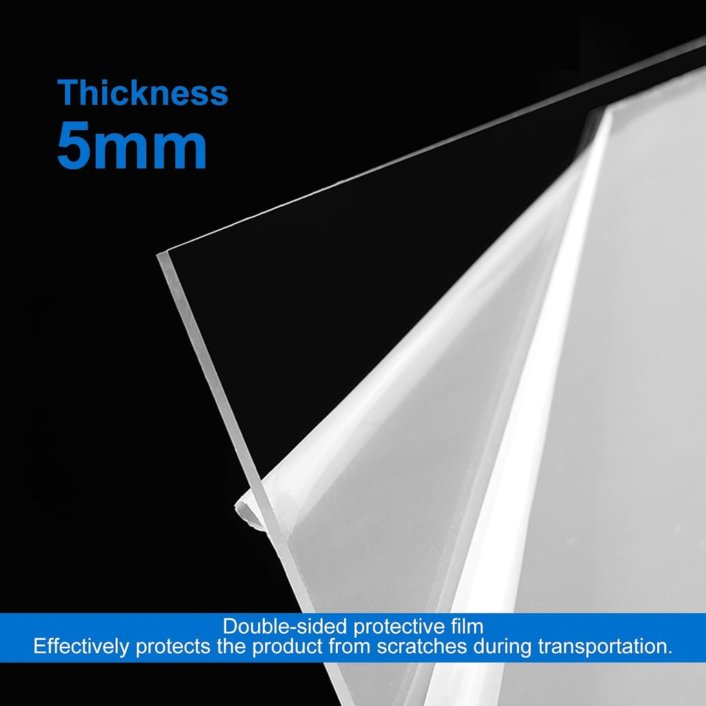 5mm Transparent Polycarbonate Sheet, Plastic Roof Panels, Patio Roof Cover, Clear Plastic Sheet Acrylic Board, for DIY Projects, Art, Display Usef(50x120cm/20x47in)