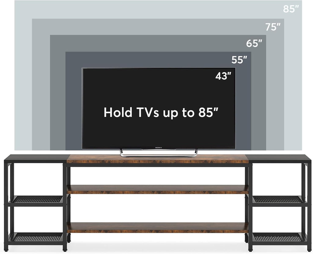 Tribesigns 78 Inch TV Stand for TVs up to 85 Inch, Media Entertainment Center Console Table, Industrial 3-Tier TV Console Table with Storage Shelves for Living Room, Entertainment Room