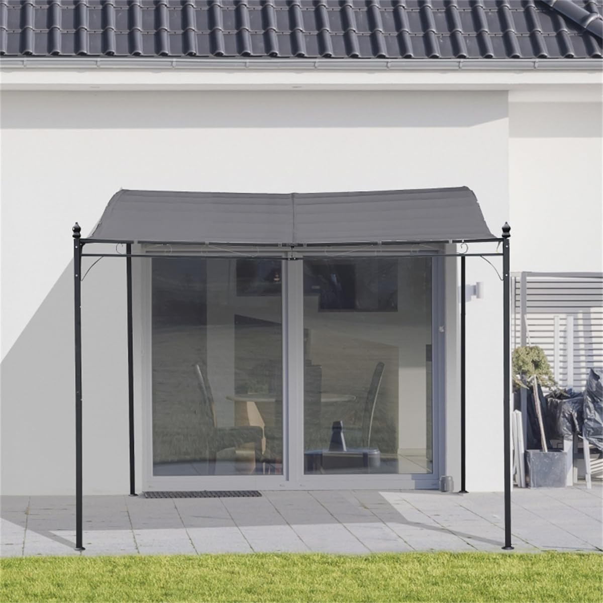 10' x 10' ft Steel Outdoor Pergola Gazebo, Patio Canopy with Weather-Resistant Fabric and Drainage Holes for Backyard, Deck, Garden