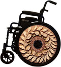 Designer Cover for Wheelchair Wheels, Enhances Aesthetics, Easy Install/Remove, Lightweight, New Matt Finish (Wooden Flower)