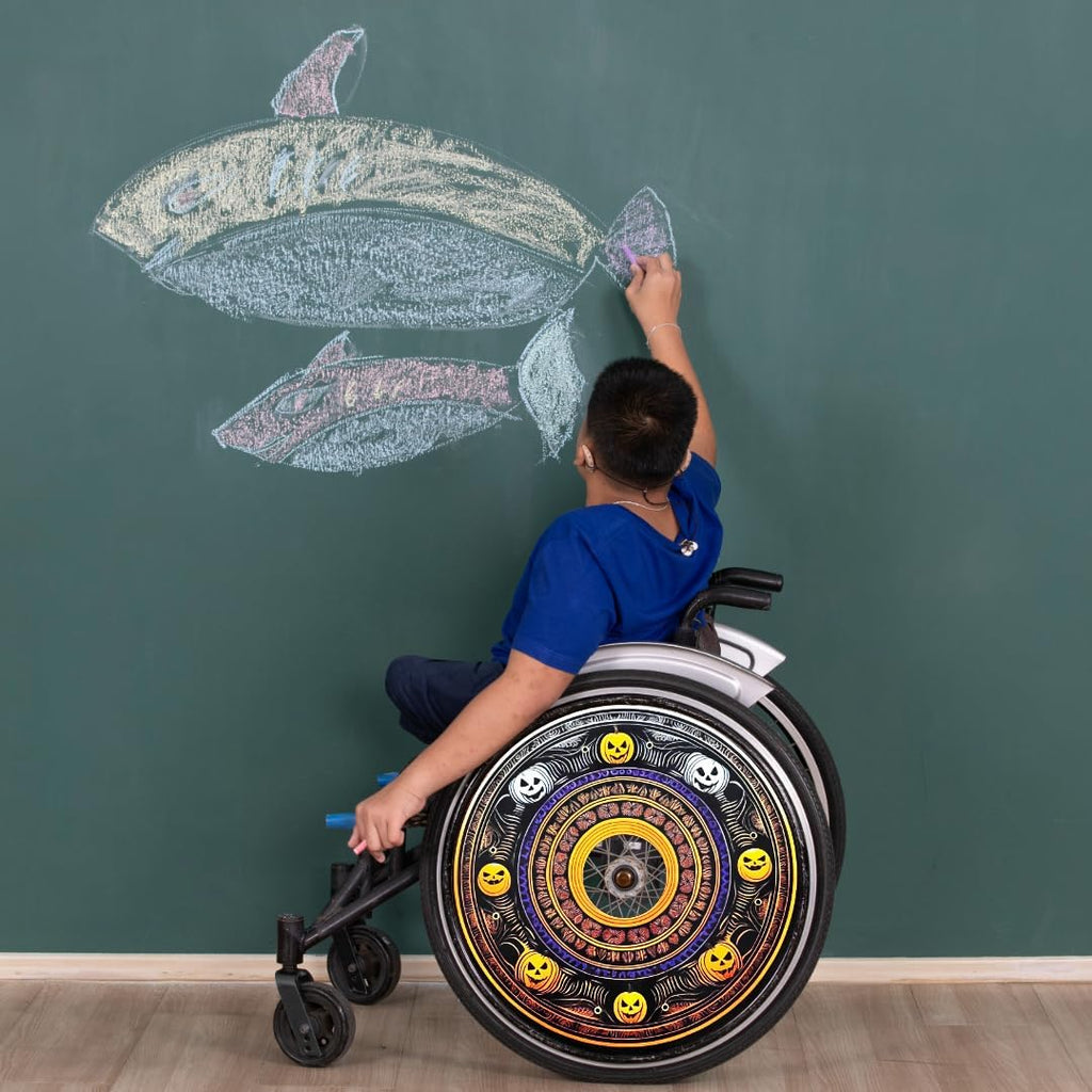 Designer Cover for Wheelchair Wheels, Enhances Aesthetics, Easy Install/Remove, Lightweight, New Matt Finish (Laughing Pumpkin)