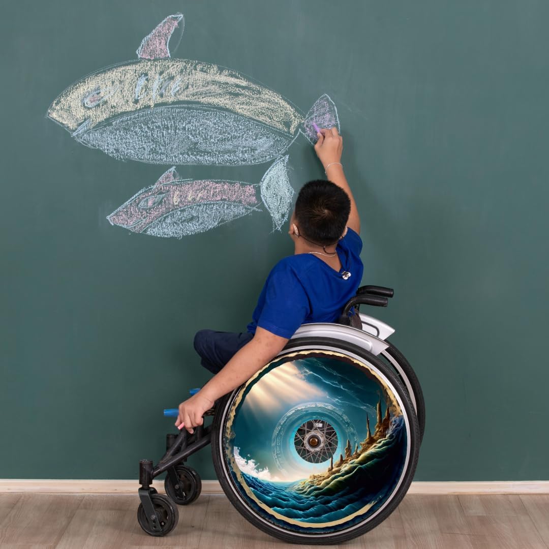 Wheelchair Grad Gifts Wheel Covers Water Proof Designer Cover for Wheelchair Wheels, Enhances Aesthetics, Easy Install/Remove, Lightweight, Waterproof (Fantasyland).