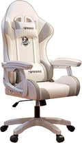 JSWHYBD Ergonomic Office Chair with Footrest Video Gaming Chairs for Adults 400lb High Back Reclining Computer Chair Big and Tall Pu Leather Adjustable Chair Nofootrest White