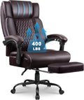 OFIKA Office Chair,Executive Heavy Duty Office Chair with Foot Rest Ergonomic High Back Computer Gaming Chairs Home Office 400lbs,Big and Tall with Lumbar Support (BRW)