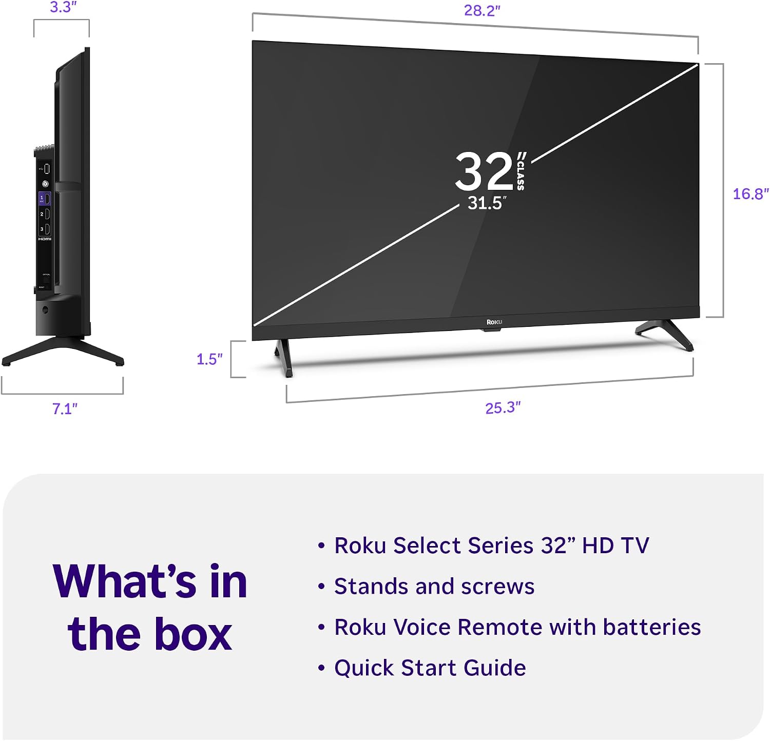 Roku Smart TV – 32-Inch Select Series, 720p HD TV – Roku TV with Voice Remote – Flat Screen LED Television with Wi-Fi for Streaming Live Local News, Sports, Family Entertainment
