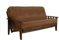 FutonX Rustic Walnut Frame and Mattress Set with Choice to add Drawers, 8 Inch Innerspring Futon Sofa Bed Full Size Wood (Marmont Mocha Matt and Frame (No Drawers))