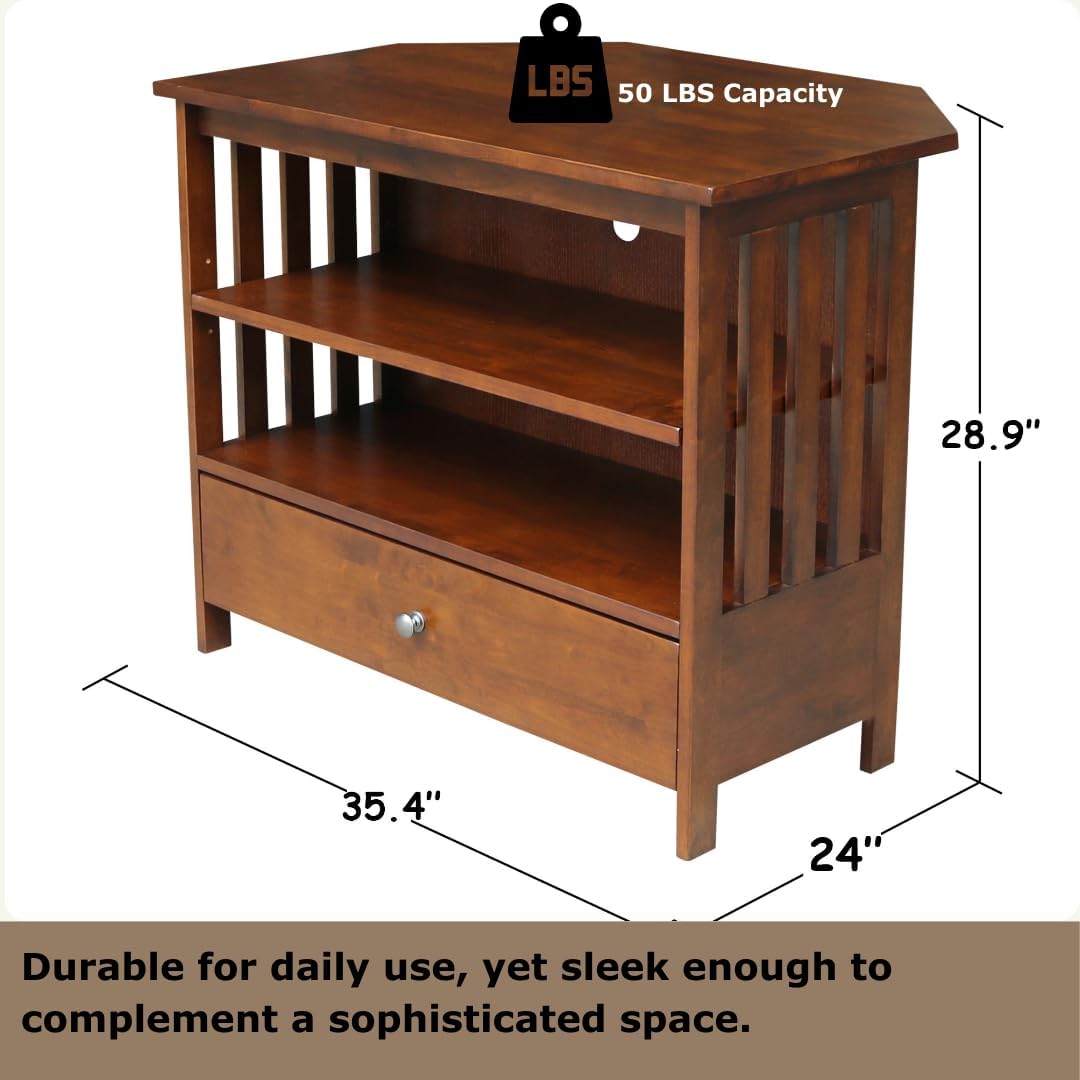 Solid Wood Mission Corner Enteinment/TV Stand, Espresso