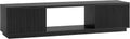 Henn&Hart Fluted TV Stand for TVs up to 78' with 2 Ribbed Side Storage Cabinets and Open Center Storage for Living Room, Family Room, or Office, Natural Black