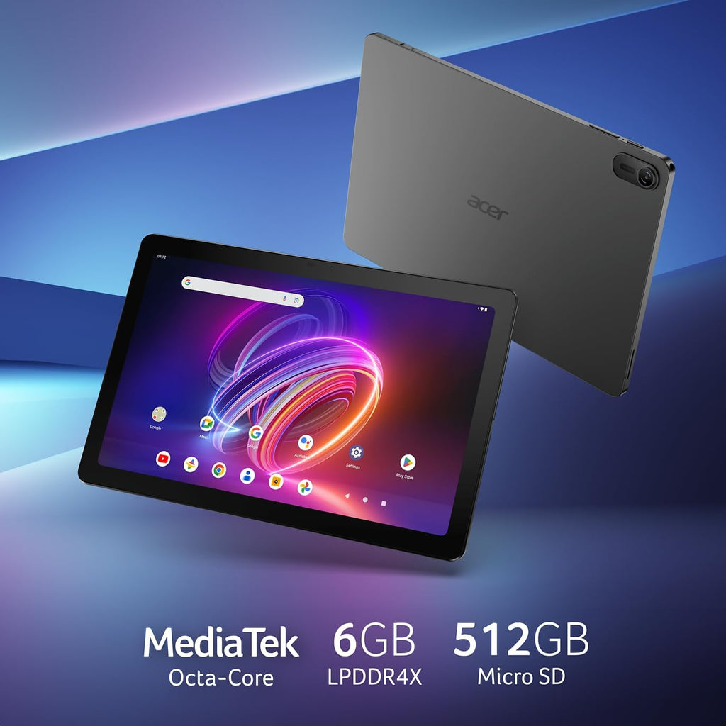 acer Iconia Tab P10 P10-21Q-870Q Tablet | 10.4' QLED Quantum Dot 90Hz IPS Touch | MediaTek Helio G99 Octa-Core CPU | 6GB RAM | 128GB UFS | Wi-Fi 5 | 5MP & Rear 13MP Webcam | Bumper Case | Android 14