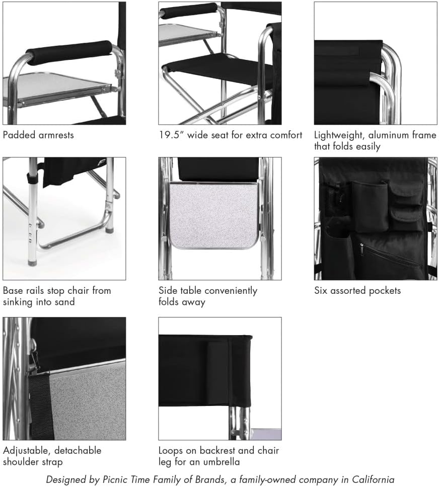 PICNIC TIME NCAA Stanford CardinalSports Chair with Side Table - Beach Chair - Camp Chair for Adults