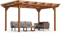 Wood Pergola Gazebo for Climbing Plants - Free Standing Outdoor Garden Structure with Waterproof Solid Fir, Windproof Level 6 & 200lb Snow Load - Backyard, Patio, Poolside Brown (12 x 10 FT)