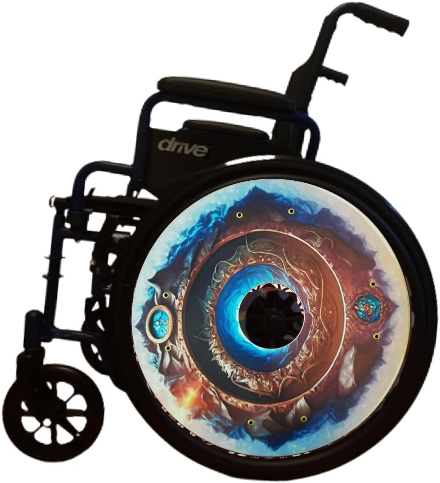 18 inches Spring Wheelchair Wheel Covers | Decorative Wheel Covers for Wheelchairs, Ocean Adventure Design, Easy Install/Remove Mobility Accessory, Waterproof