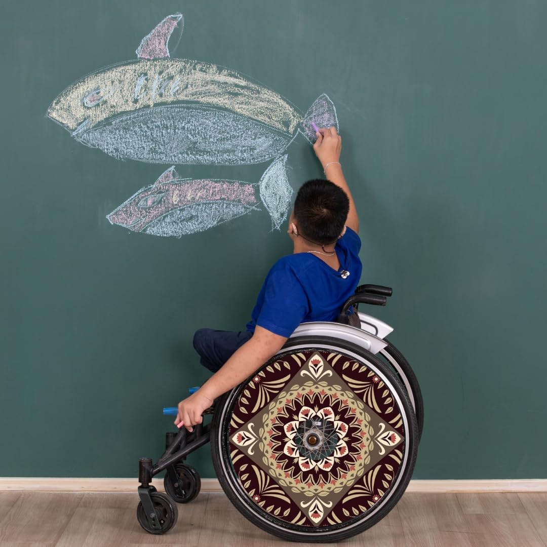 Wheelchair Memorial Day Wheel Covers, Accessories, Designer Covers, Mandala Lovers, Easy Install/Remove, Lightweight, Waterproof (Mandala Artistry)