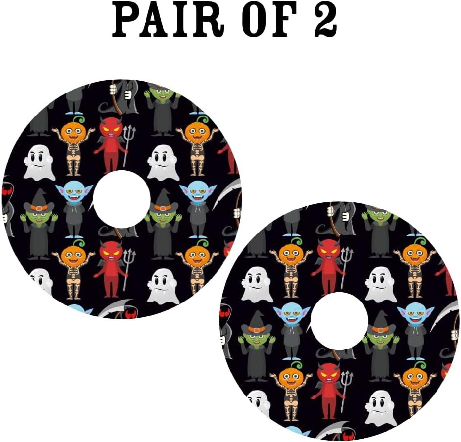 Designer Halloween Spooky Ghost Cover for Wheelchair Wheels, Enhances Aesthetics, Easy Install/Remove, Lightweight, for Boys and Adults (Happy Halloween)