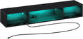 Rolanstar TV Stand with Power Outlet, Floating TV Stand with RGB Lights, 47.2' Wall Mounted TV Shelf, Black Media Console with Storage Shelf, Entertainment Under TV for Living Room, Bedroom
