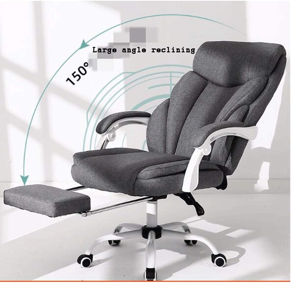 YYDS Chair Cotton Linen Gaming Chair High-Back Executive Ergonomic Swivel Chair for Home and Office Computer Chair Esports Chair Ergonomically (Color : Grey, Size : Without footrest)