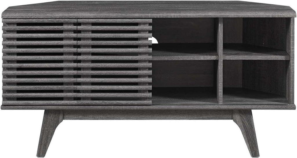 Modway Render Mid-Century Modern Low Profile 46' Corner Media TV Stand in Charcoal