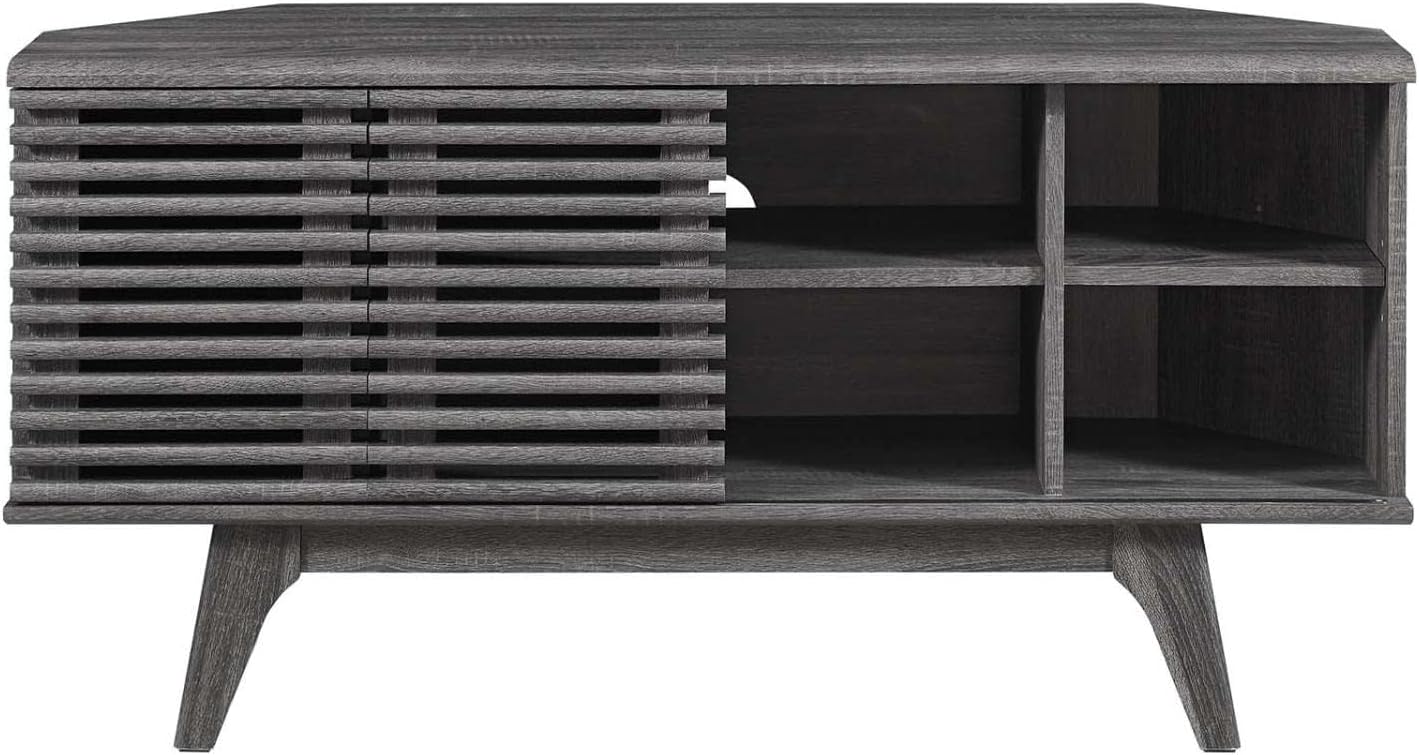 Modway Render Mid-Century Modern Low Profile 46' Corner Media TV Stand in Charcoal