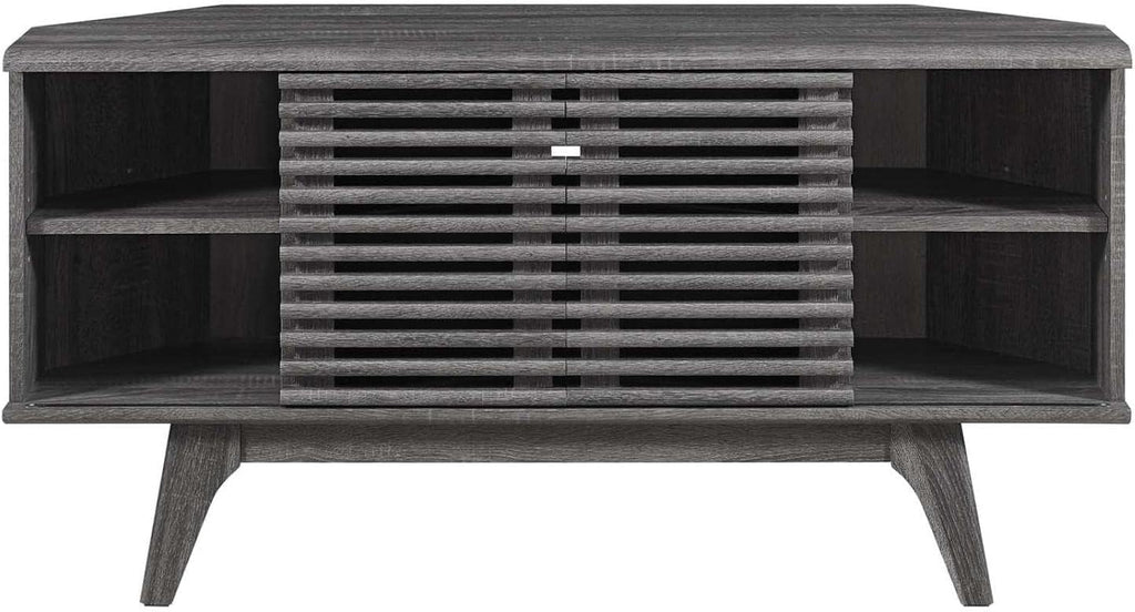 Modway Render Mid-Century Modern Low Profile 46' Corner Media TV Stand in Charcoal
