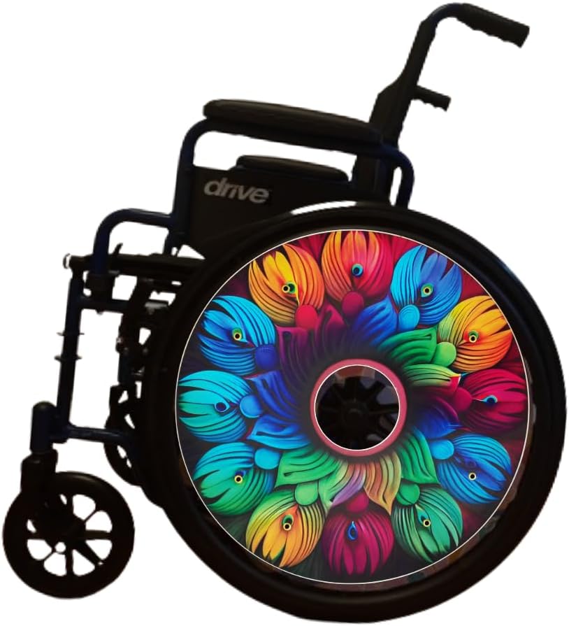 Wheelchair Memorial Day Wheel Covers, Cute Wheelchair Accessories, Enhances Aesthetics, Easy Install/Remove, Lightweight, Waterproof (Perfect Peacock)