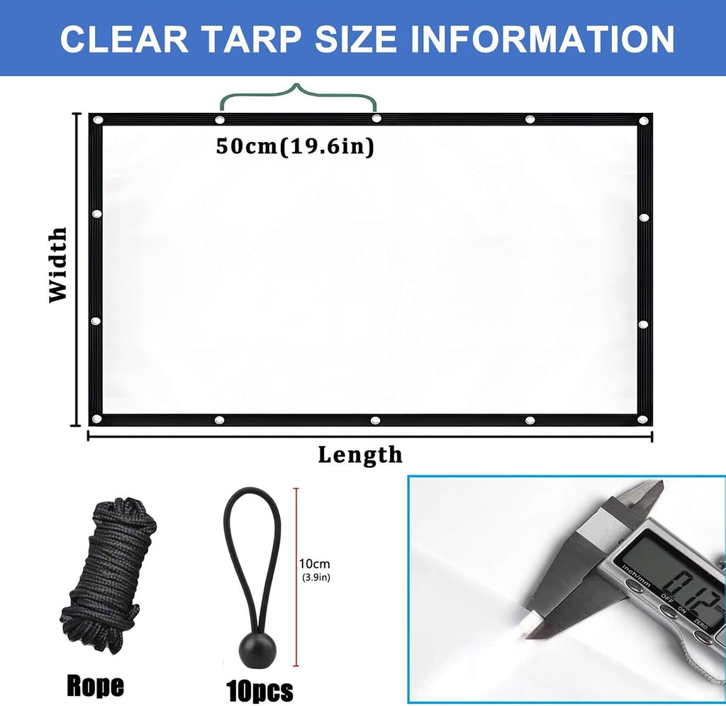 Clear Plastic Tarp for Pergola 14x20 FT, Anti Tear PVC Waterproof Cover with Metal Grommets, 0.12mm Thick for Porch Swimming Pool Chicken Coop Yard Gazebo
