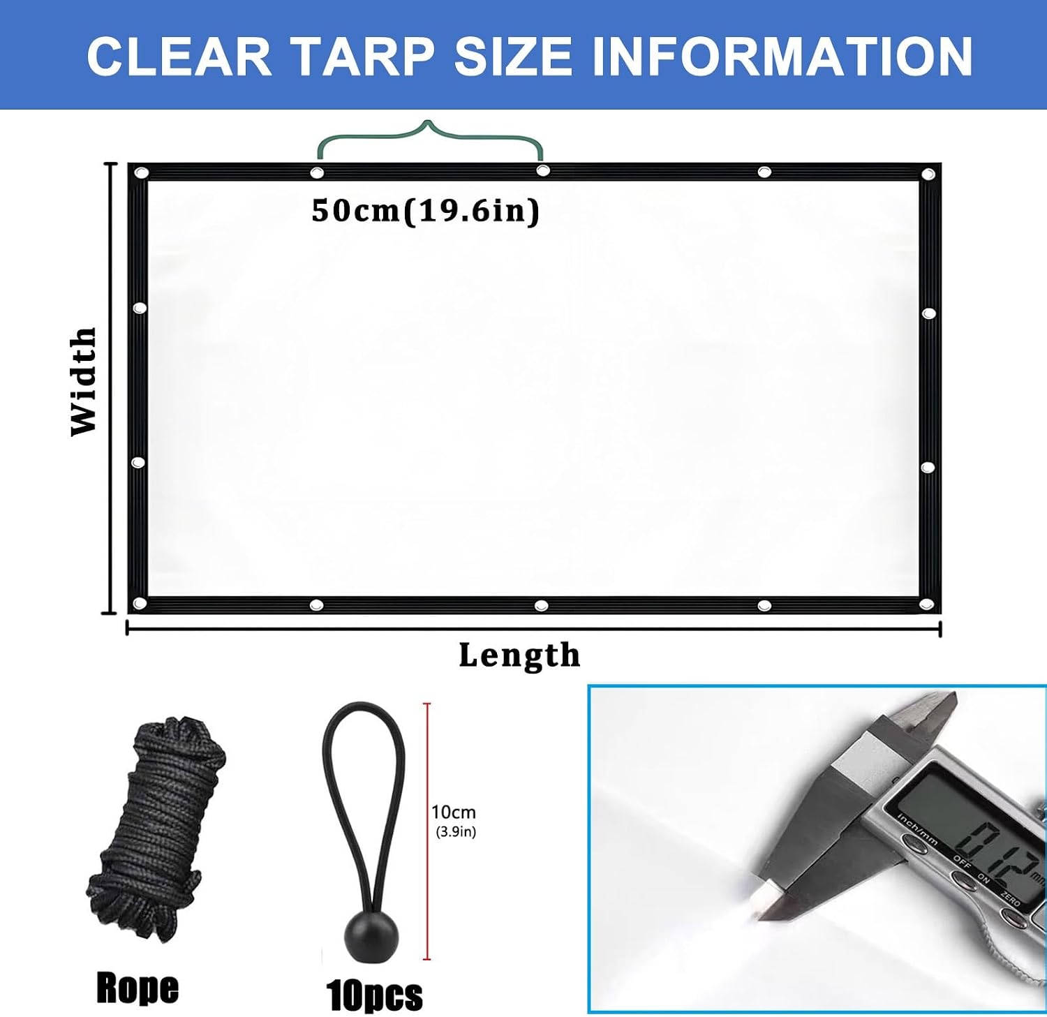 Clear Plastic Tarp for Pergola 14x20 FT, Anti Tear PVC Waterproof Cover with Metal Grommets, 0.12mm Thick for Porch Swimming Pool Chicken Coop Yard Gazebo