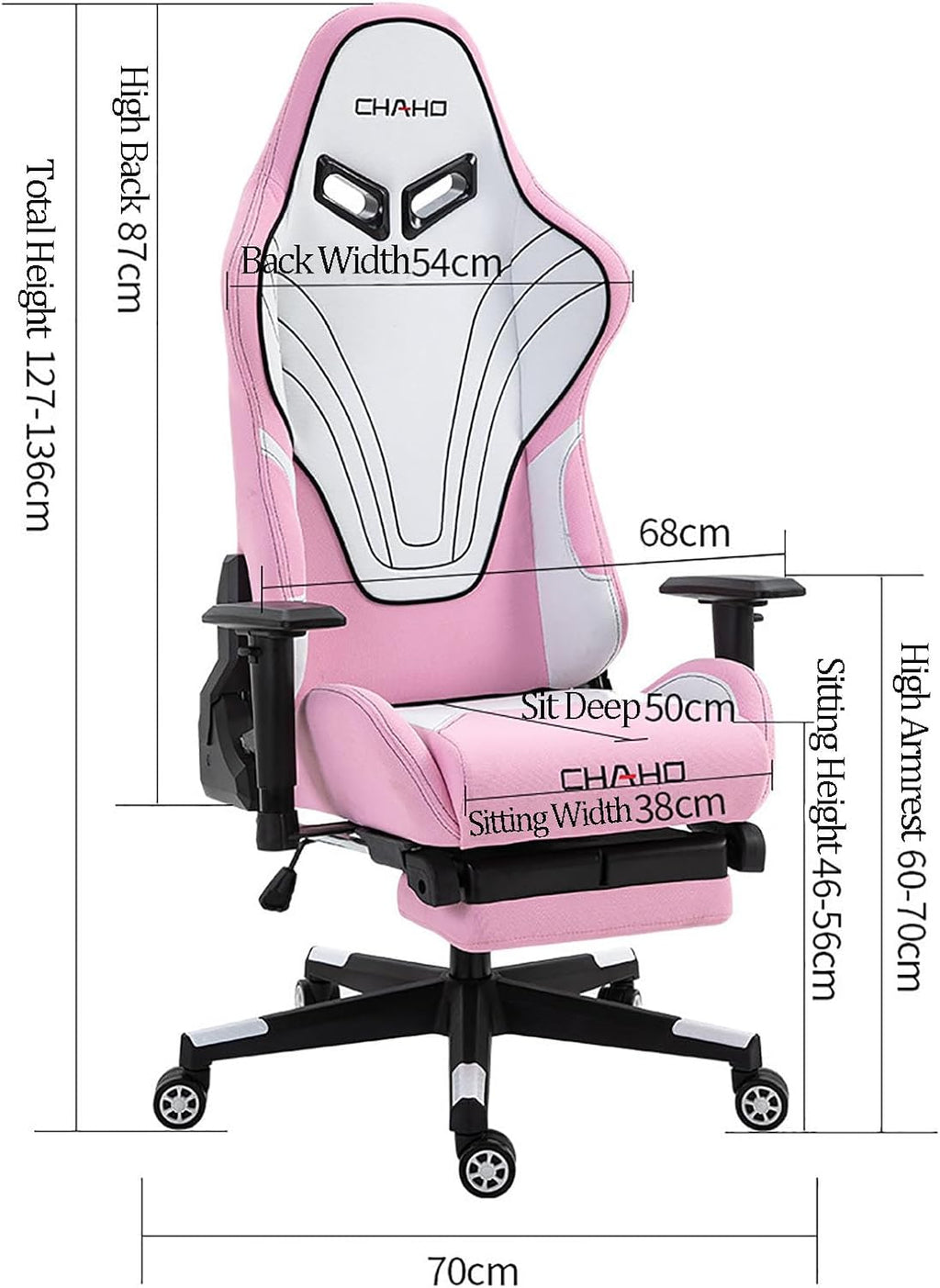 Computer Chair Gaming for Adults Office Chair with Foot Rest and Lumbar Support Ergonomic Heavy Duty Design Big and Tall Desk Chair Video Comfortable Nofootrest Pink