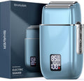 Electric Razor, Electric Shaver for Men, Upgraded Foil Shaver with 3 Speeds, Double Floating Blade IPX7 Waterproof Wet/Dry LED Display USB Type C Rechargeable Blue