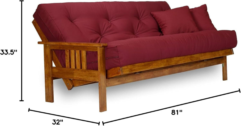Nirvana Futons Stanford Wood Futon Frame - Queen Size (Frame Only), Transform to 3 Positions - Sofa, Lounger, Bed