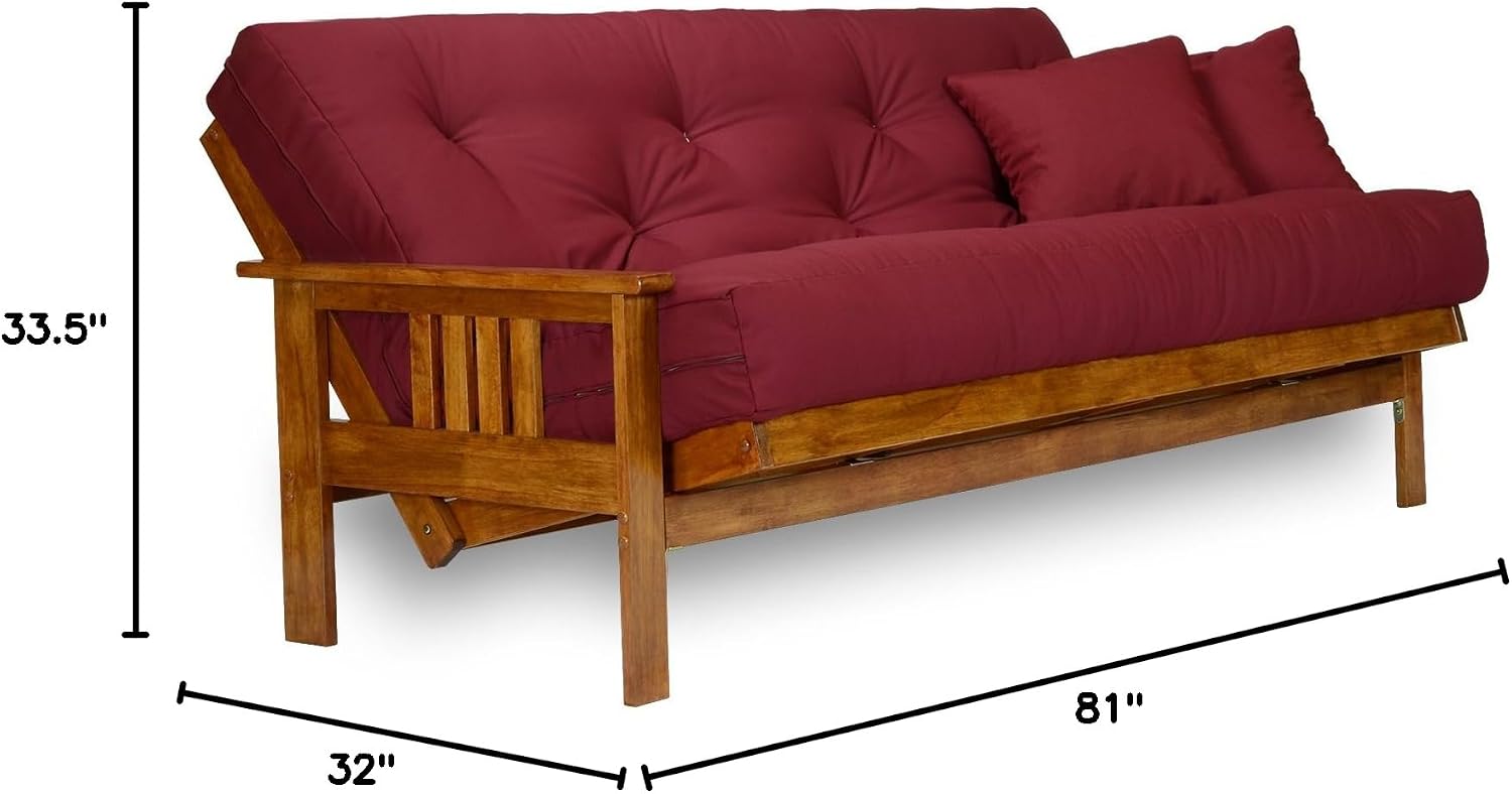 Nirvana Futons Stanford Wood Futon Frame - Queen Size (Frame Only), Transform to 3 Positions - Sofa, Lounger, Bed