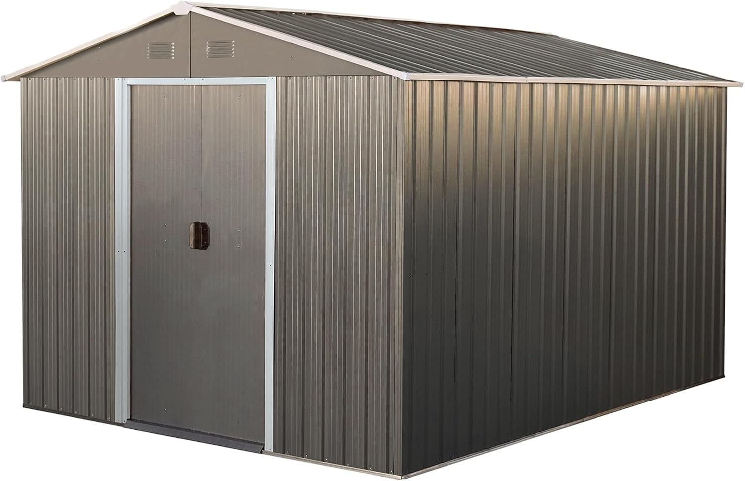 10 x 8 FT Outdoor Storage Shed, Metal Garden Shed with Floor Frame, Large Tool Shed Outdoor Storage with Lockable Sliding Doors & Air Vents, Storage House Waterproof for Backyard, Lawn, Gray
