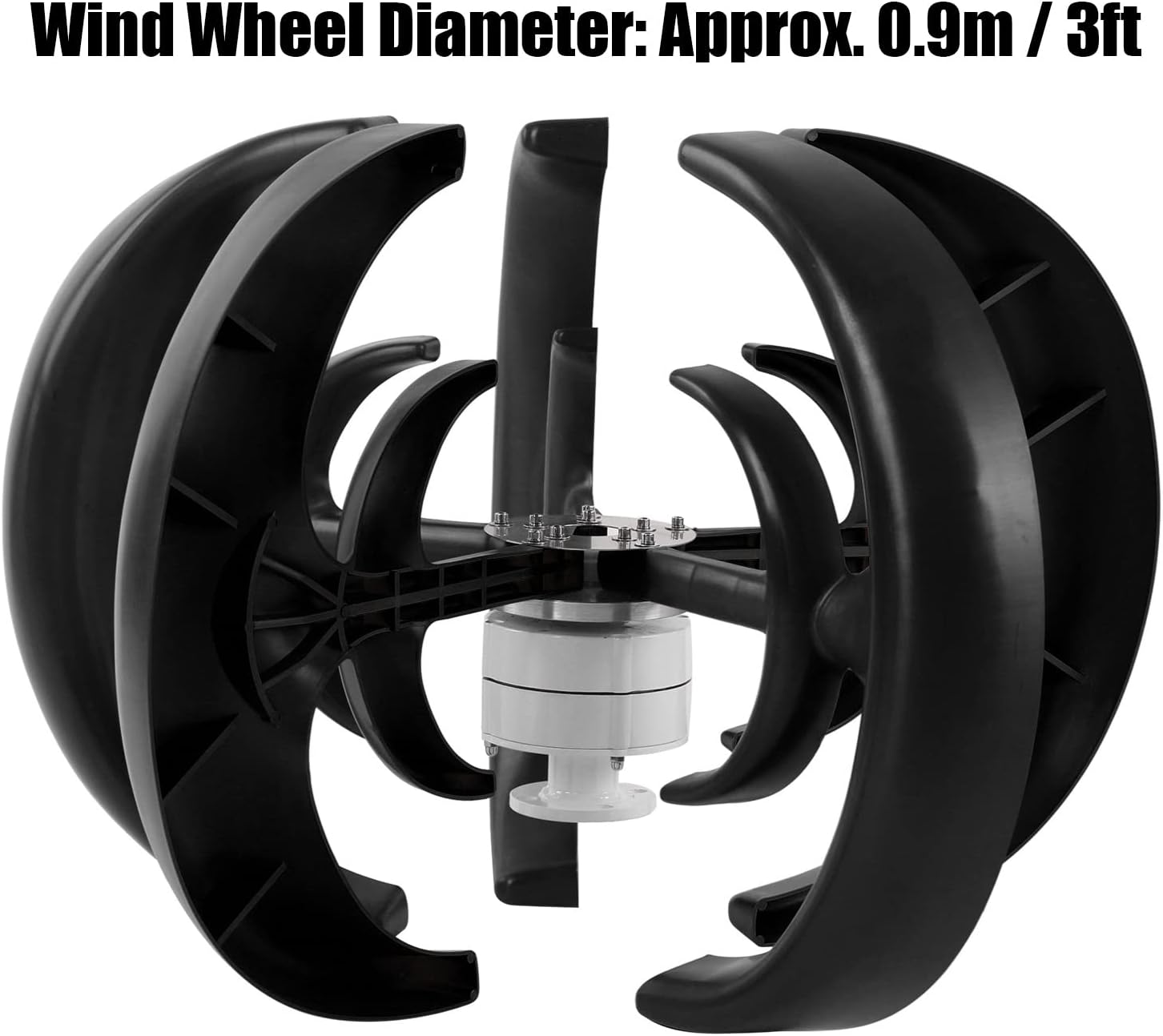 1200W Wind Turbine Generator, 12V Wind Vertical Axis Generator Kit with Controller, 5 Leavies for Boats, Terraces, Cabins(1)