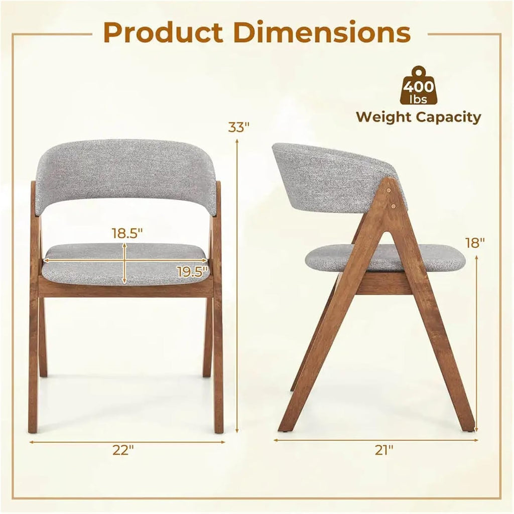 Dining Chairs Outdoor 1pcs Dining Chairs with Curved Backrest Max 400Lbs Sturdy Rubber Wood Frame
