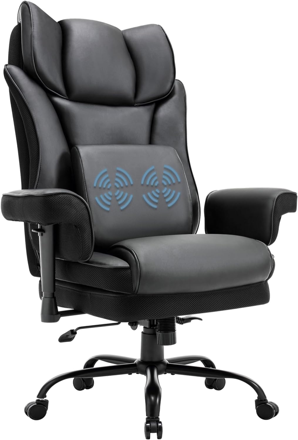 Ergonomic Office Chair with Massage Lumbar Support, 400 lbs High Back Swivel Rolling Desk Chairs, Adjustable Gaming Computer Chairs for Adults, Comfy Home Office Furniture for Bedroom Study,Black